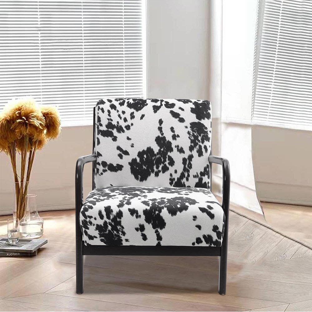 Cow Print Accent Chair with Solid Wood Arms & Scandi Design Living and Home 