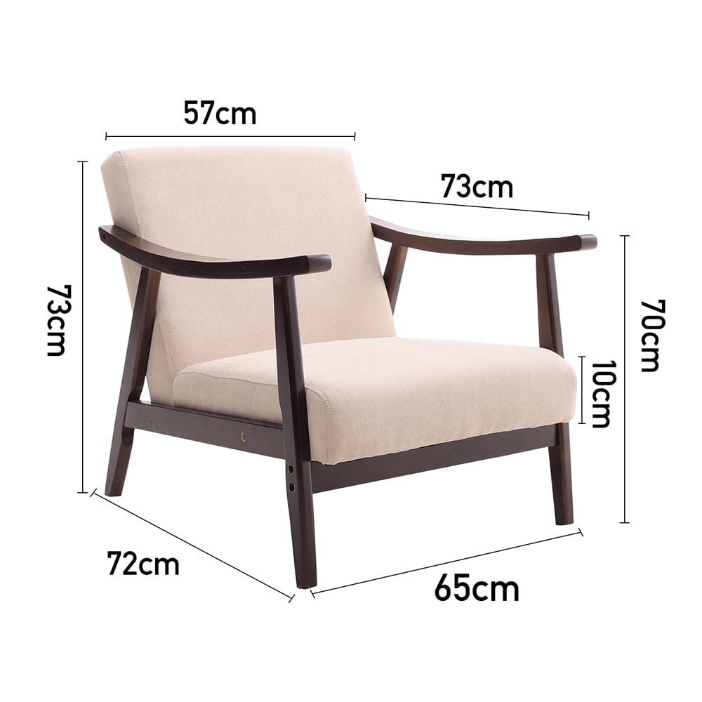 Direct Wooden Single Armchair Sofa Accent Chair Fabric Armchair Living and Home 