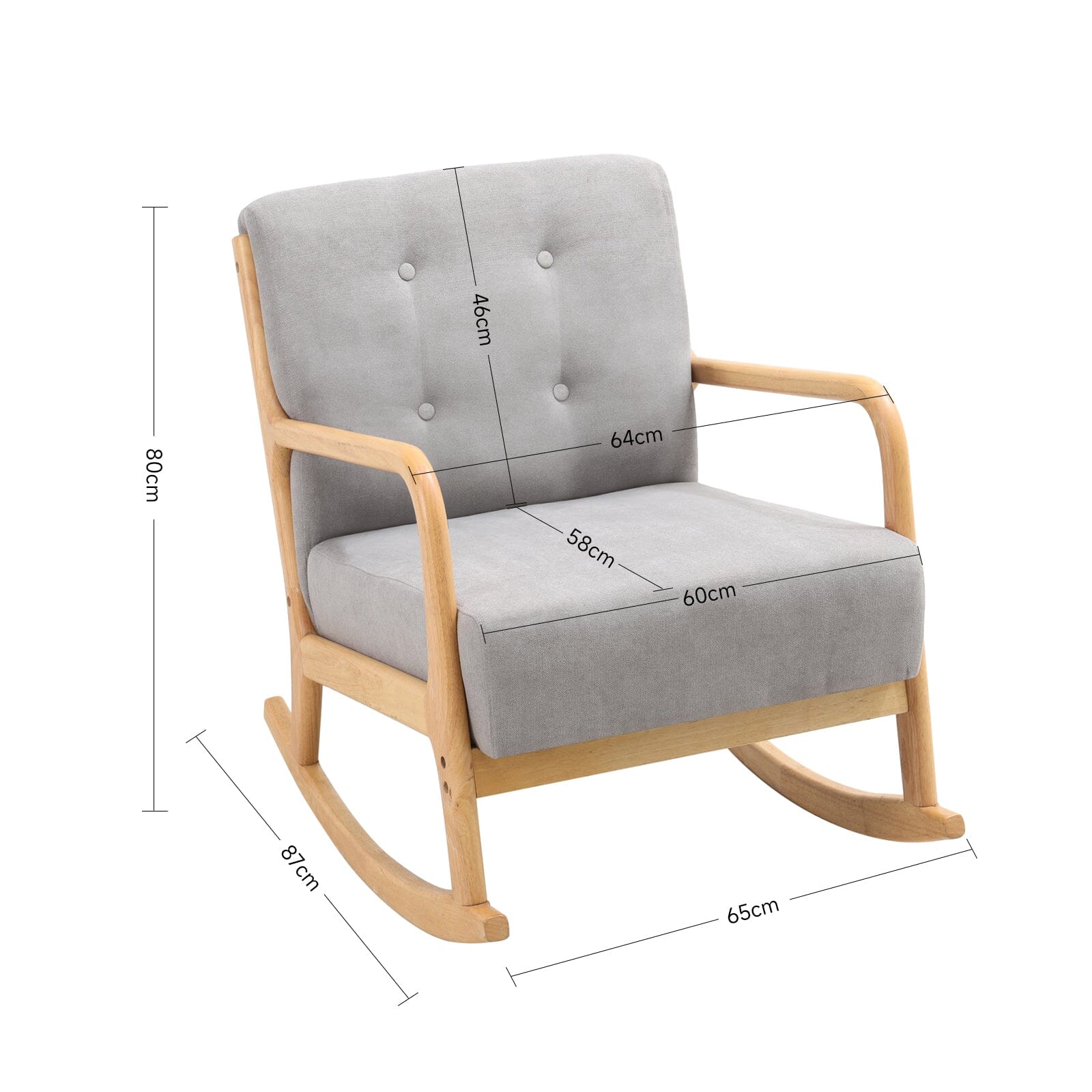 Contemporary Linen Buttoned Rocking Chair Rocking Chairs Living and Home 