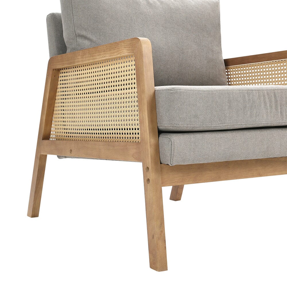 Cushioned Wood Armchair with Wooden Frame Armchair Living and Home 