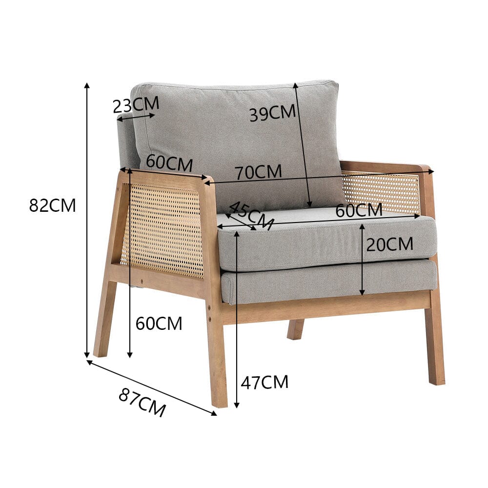 Cushioned Wood Armchair with Wooden Frame Armchair Living and Home 