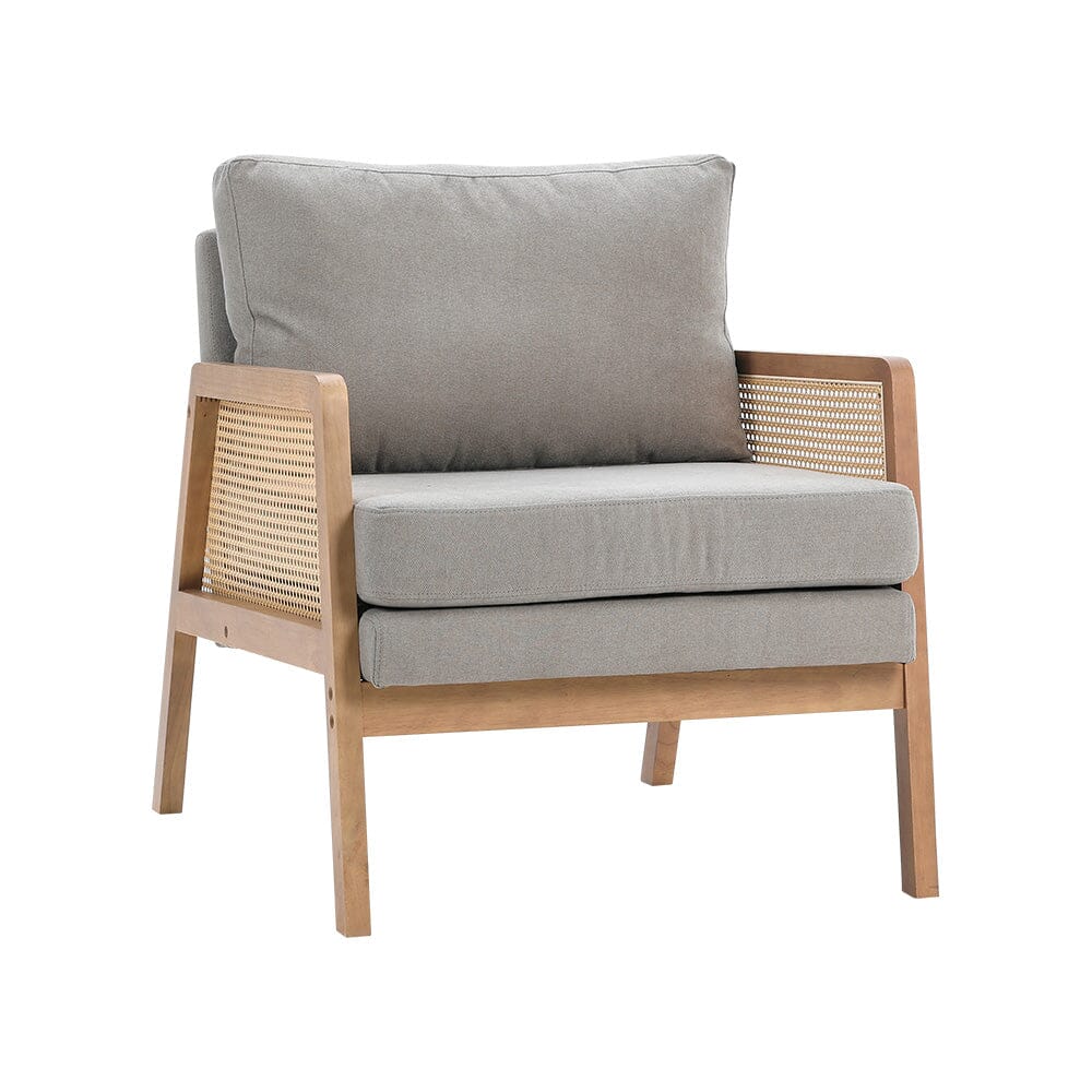 Cushioned Wood Armchair with Wooden Frame Armchair Living and Home 