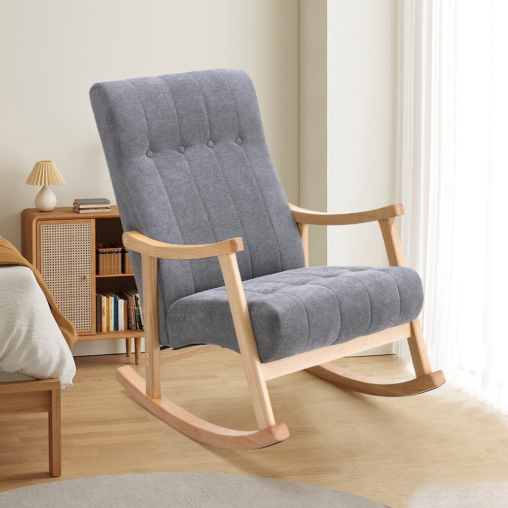 Direct Velvet Upholstered Tufting Rocking Chair Rocking Chairs Living and Home 
