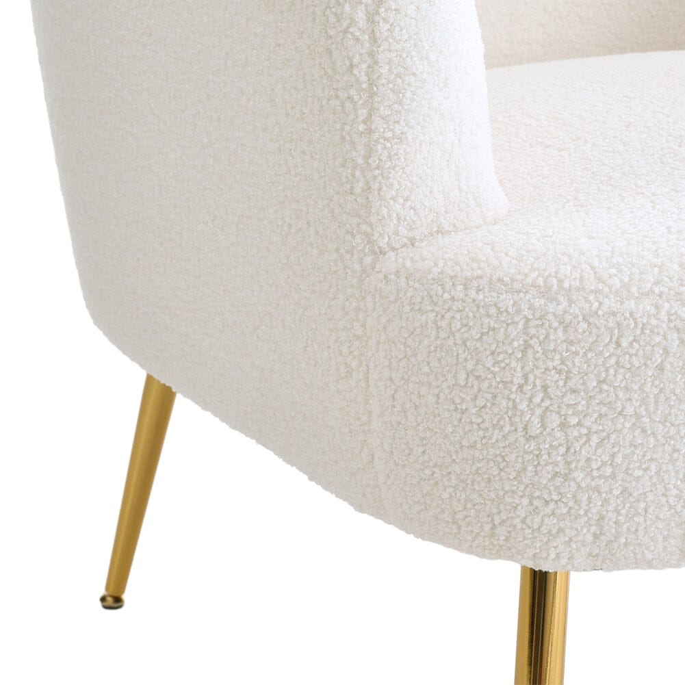 White Teddy Fabric Armchair with Metal Legs Armchair Living and Home 