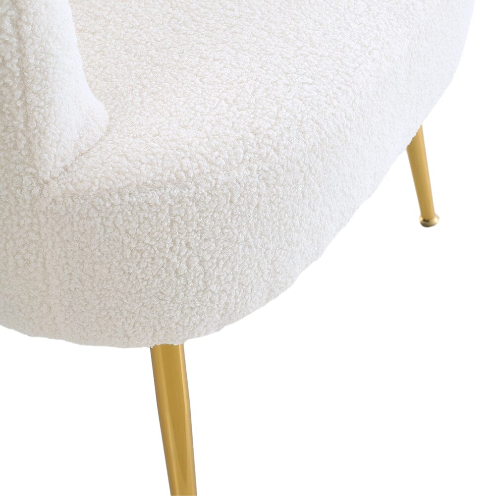 White Teddy Fabric Armchair with Metal Legs Armchair Living and Home 
