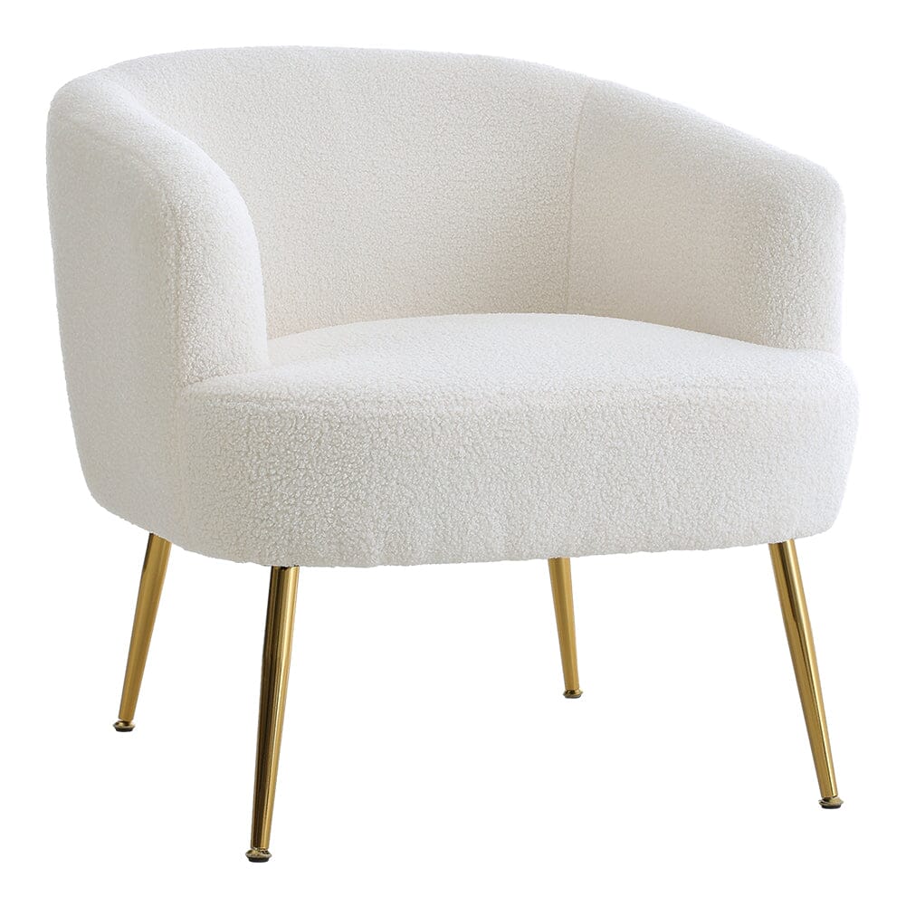 White Teddy Fabric Armchair with Metal Legs Armchair Living and Home 