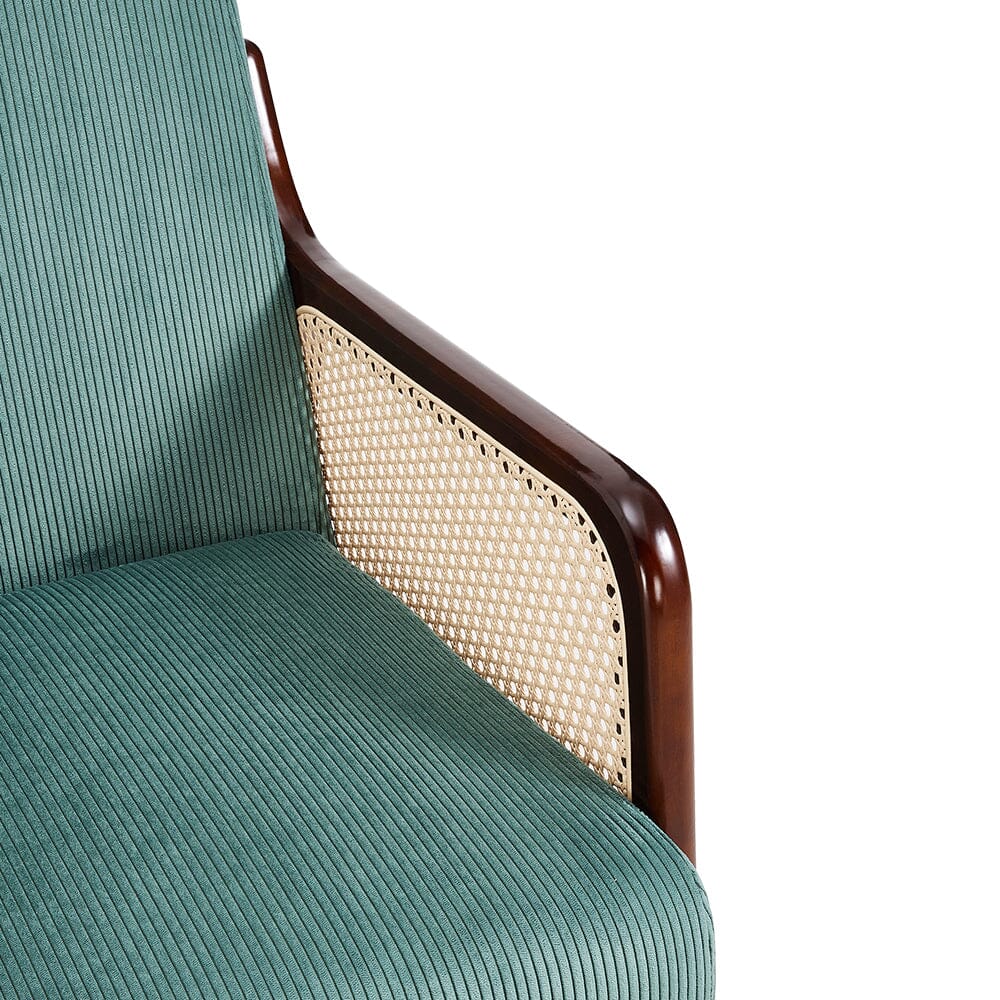 Corduroy Armchair with Rattan Armrest Armchair Living and Home 