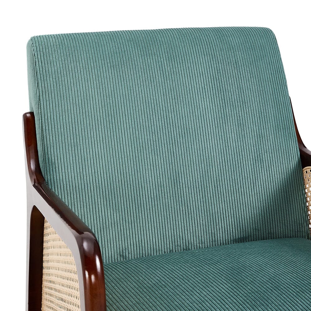 Corduroy Armchair with Rattan Armrest Armchair Living and Home 