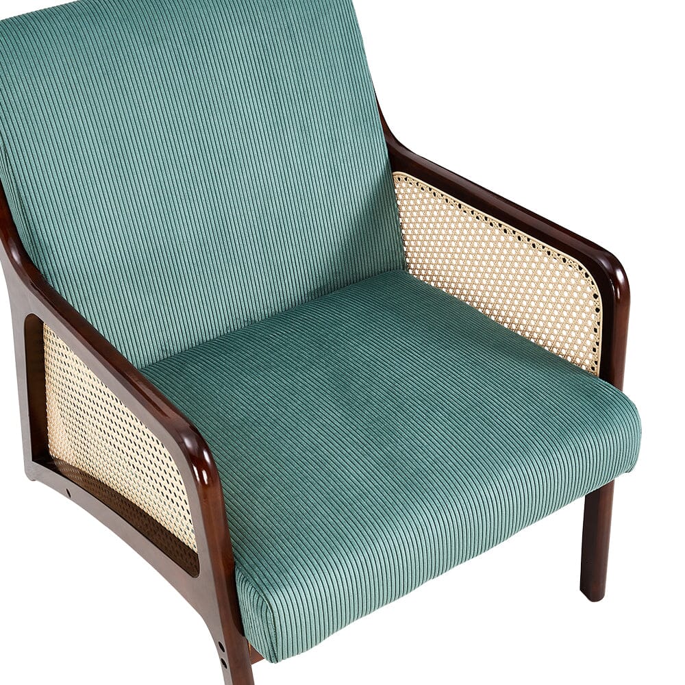 Corduroy Armchair with Rattan Armrest Armchair Living and Home 