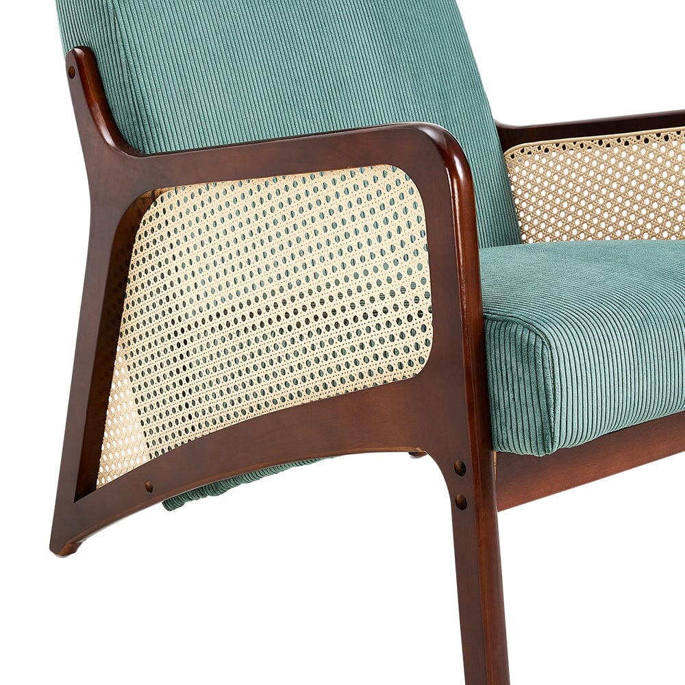 Corduroy Armchair with Rattan Armrest Armchair Living and Home 