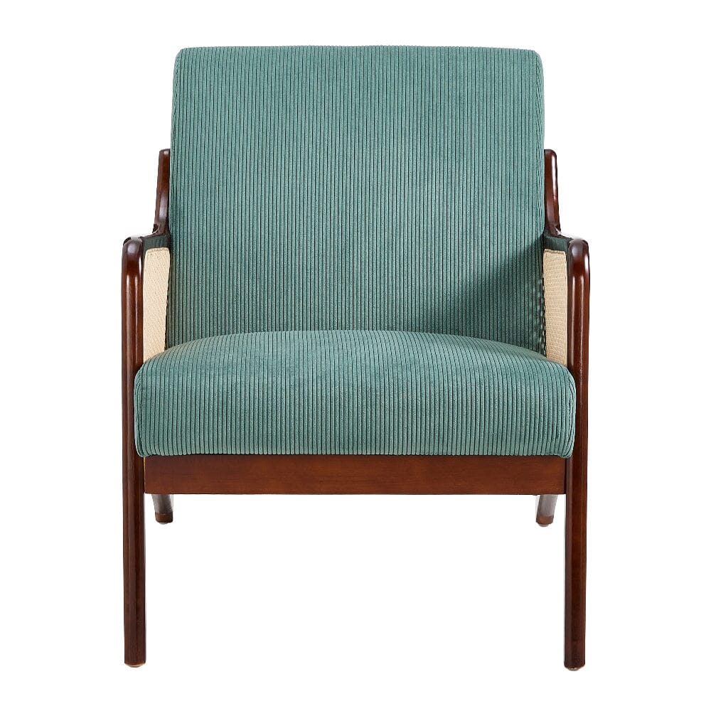 Corduroy Armchair with Rattan Armrest Armchair Living and Home 