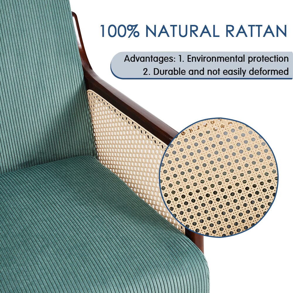 Corduroy Armchair with Rattan Armrest Armchair Living and Home 