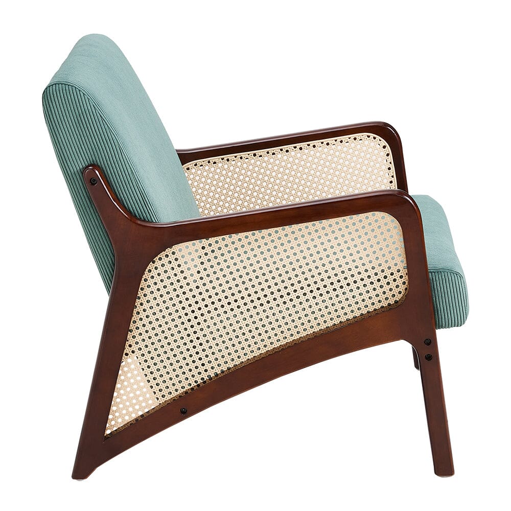 Corduroy Armchair with Rattan Armrest Armchair Living and Home 