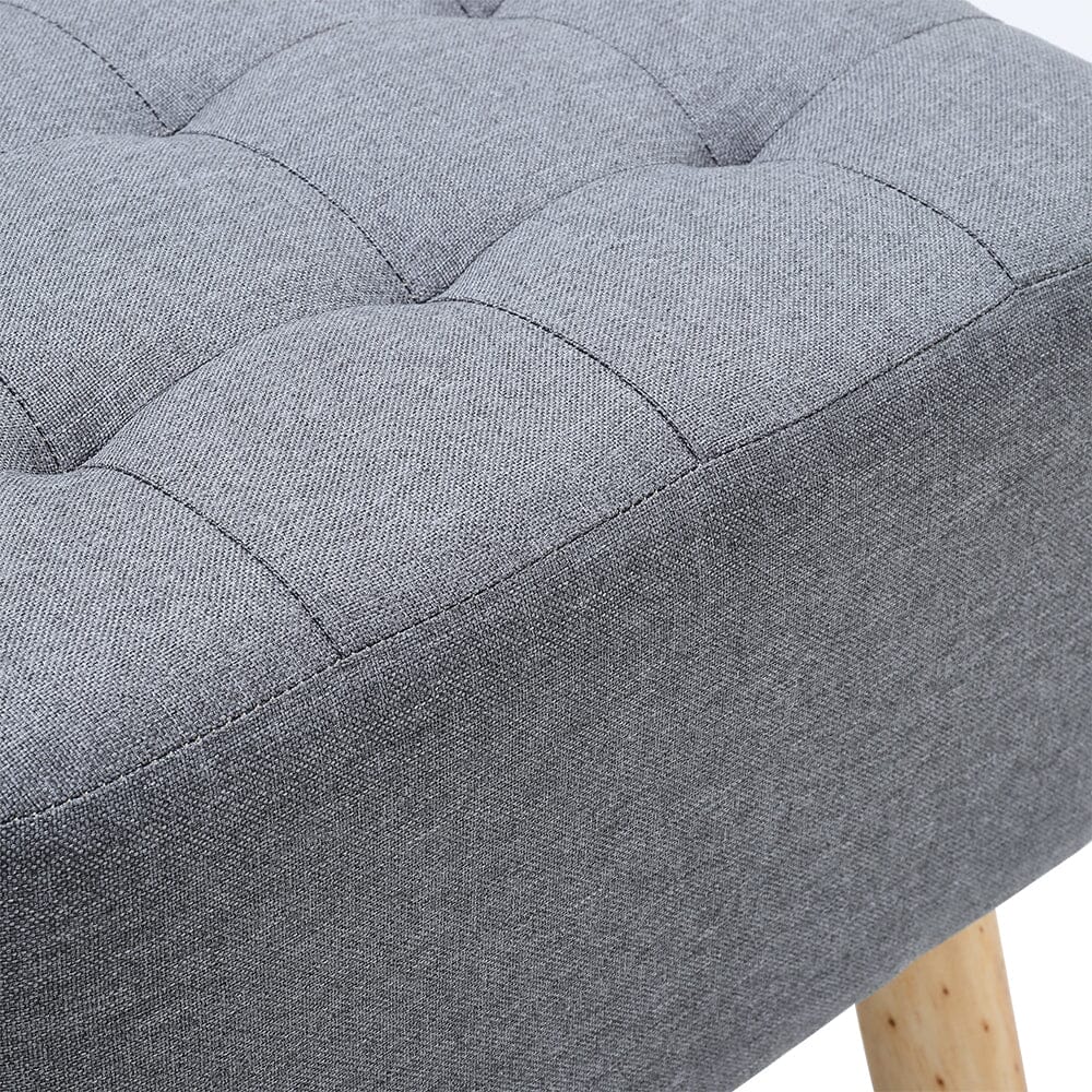 Light Grey Linen Square Shoe Bench with Tufted Top Lightsin UK 