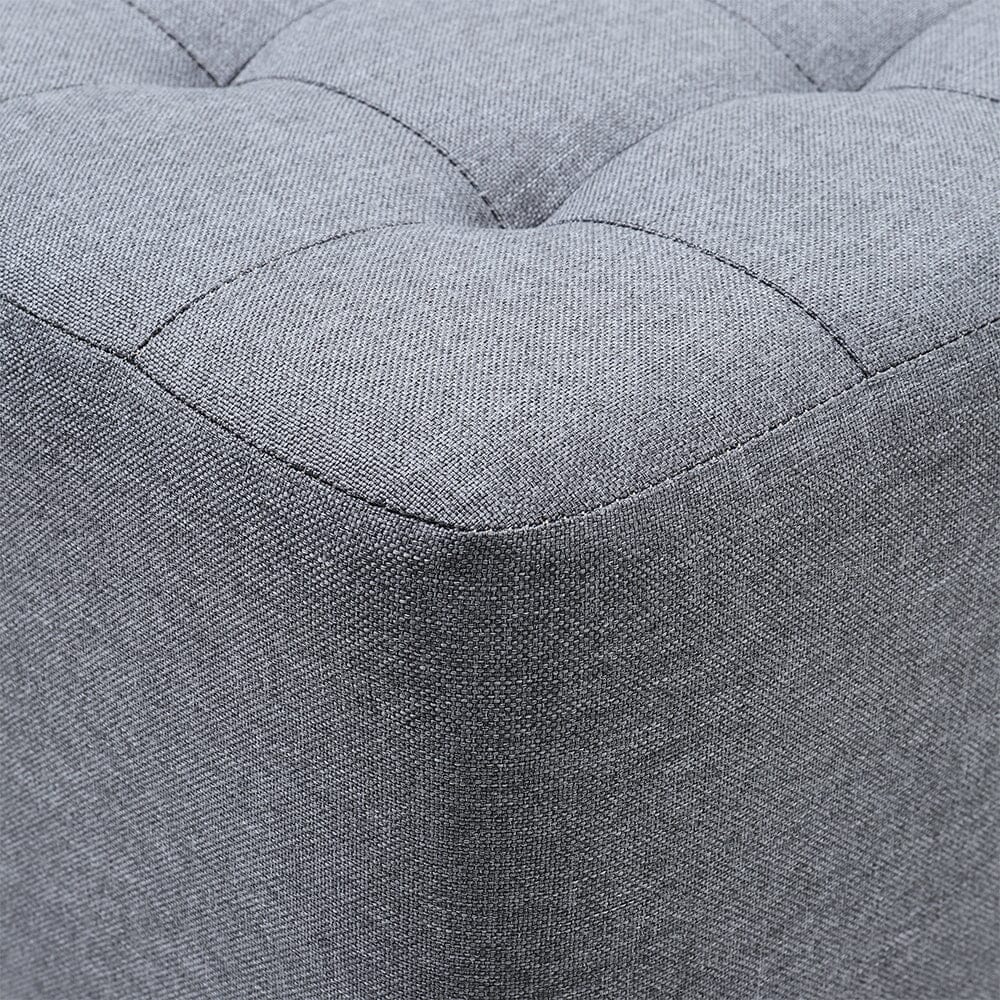 Light Grey Linen Square Shoe Bench with Tufted Top Lightsin UK 