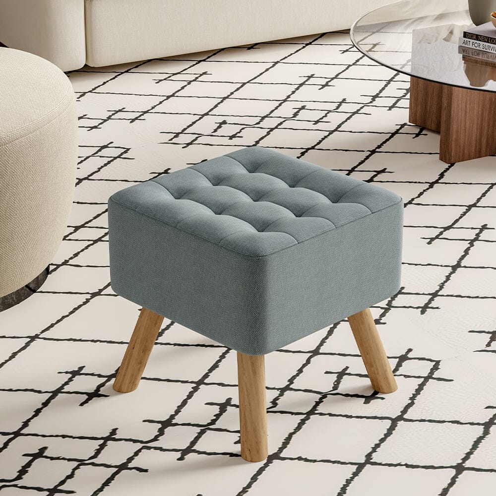 Light Grey Linen Square Shoe Bench with Tufted Top Lightsin UK 