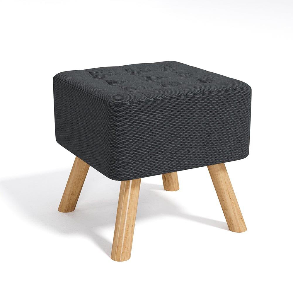 Dark Grey Linen Square Shoe Bench with Tufted Top Lightsin UK 