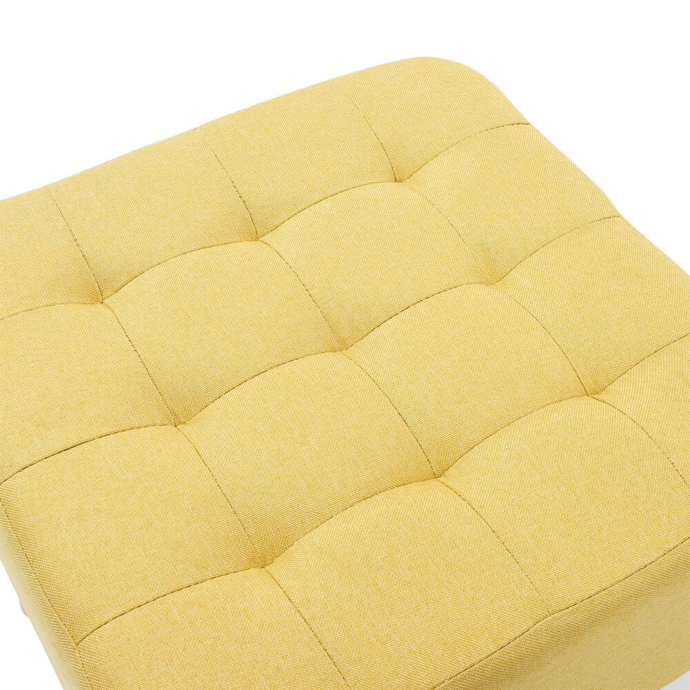 Yellow Linen Square Shoe Bench with Tufted Top Lightsin UK 