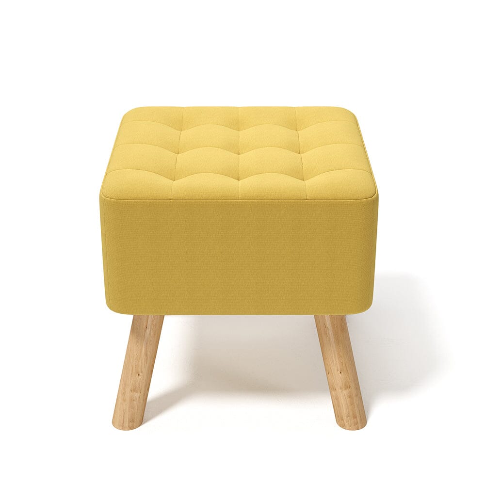 Yellow Linen Square Shoe Bench with Tufted Top Lightsin UK 