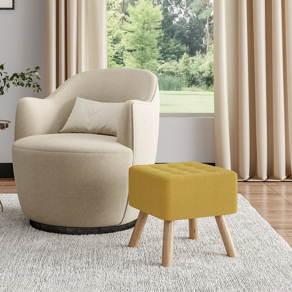 Yellow Linen Square Shoe Bench with Tufted Top Lightsin UK 