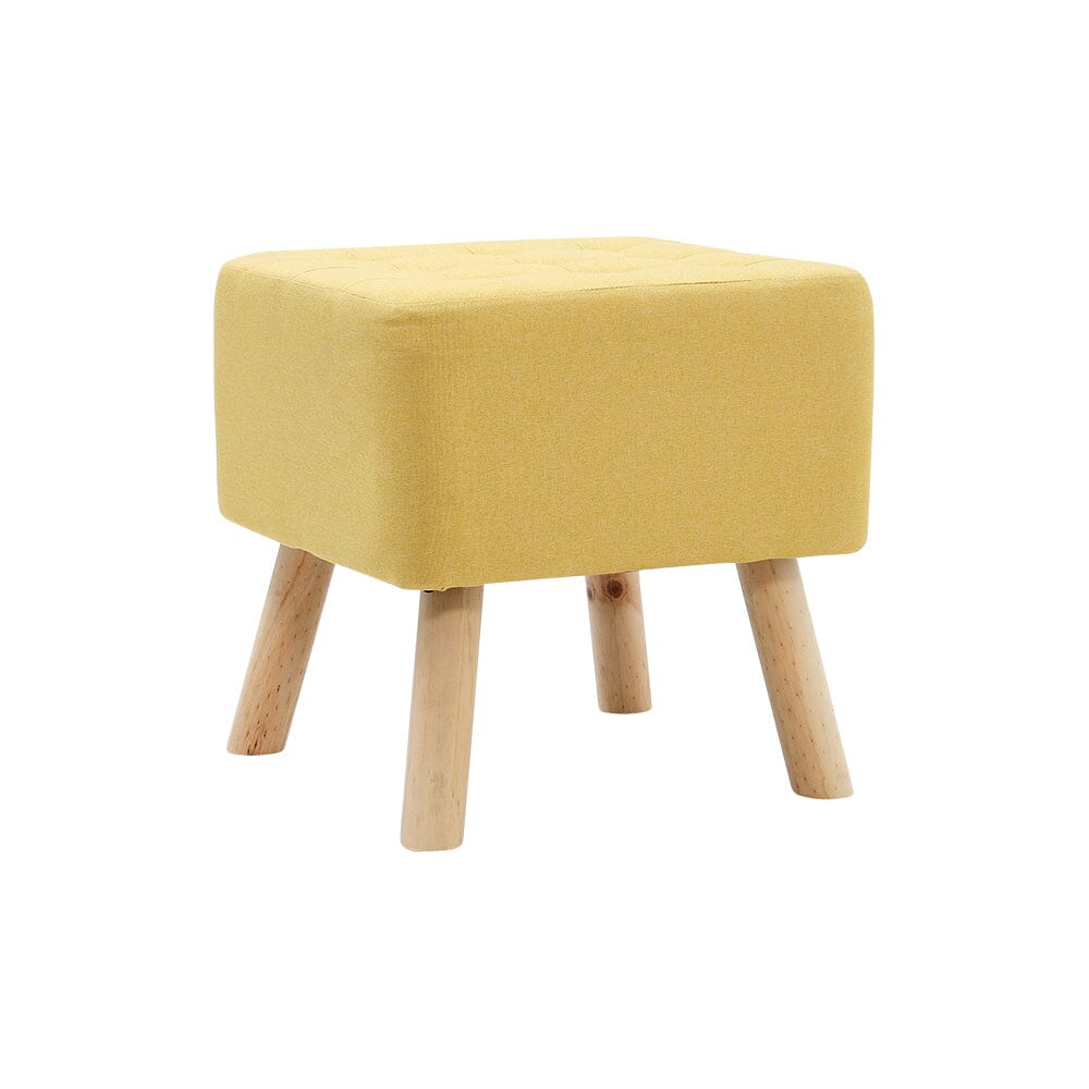 Yellow Linen Square Shoe Bench with Tufted Top Lightsin UK 