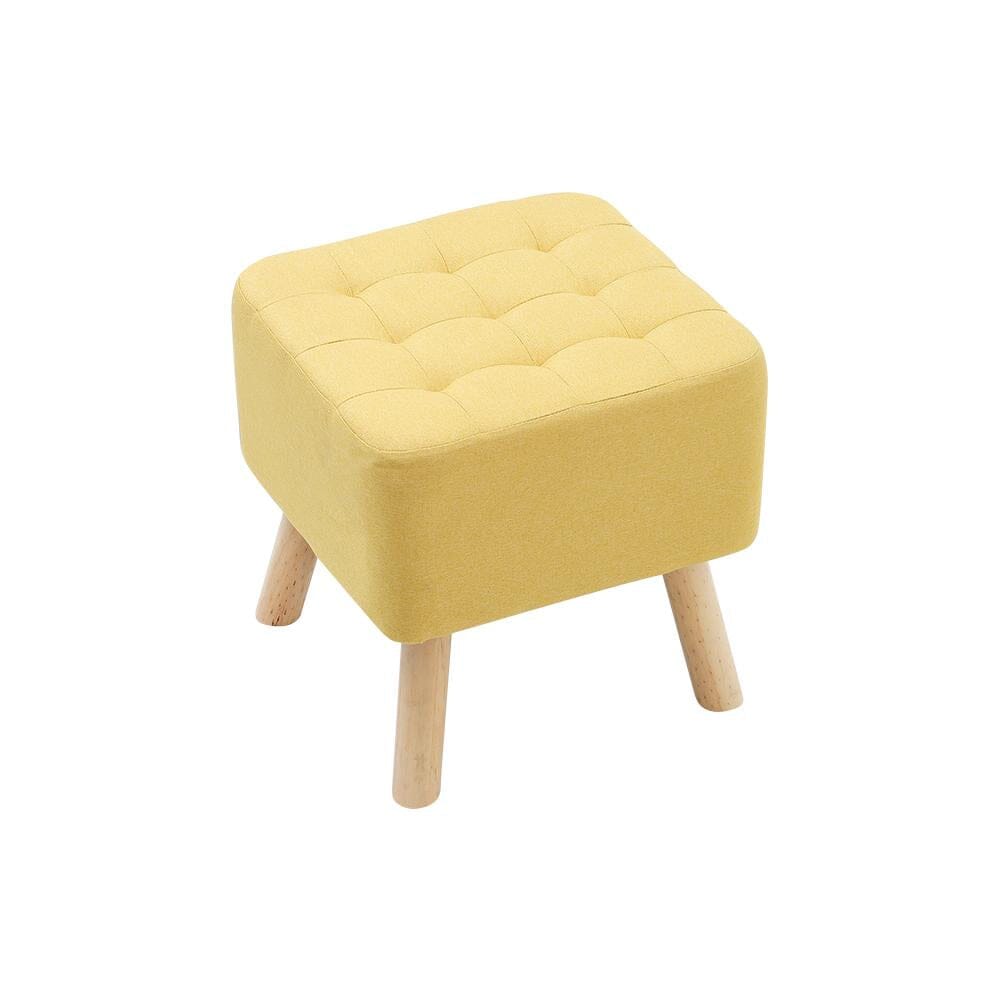 Yellow Linen Square Shoe Bench with Tufted Top Lightsin UK 