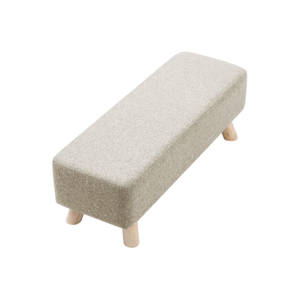 Scandinavian Style Rectangular Ottoman Bench Linen Fabric Beige Living and Home 