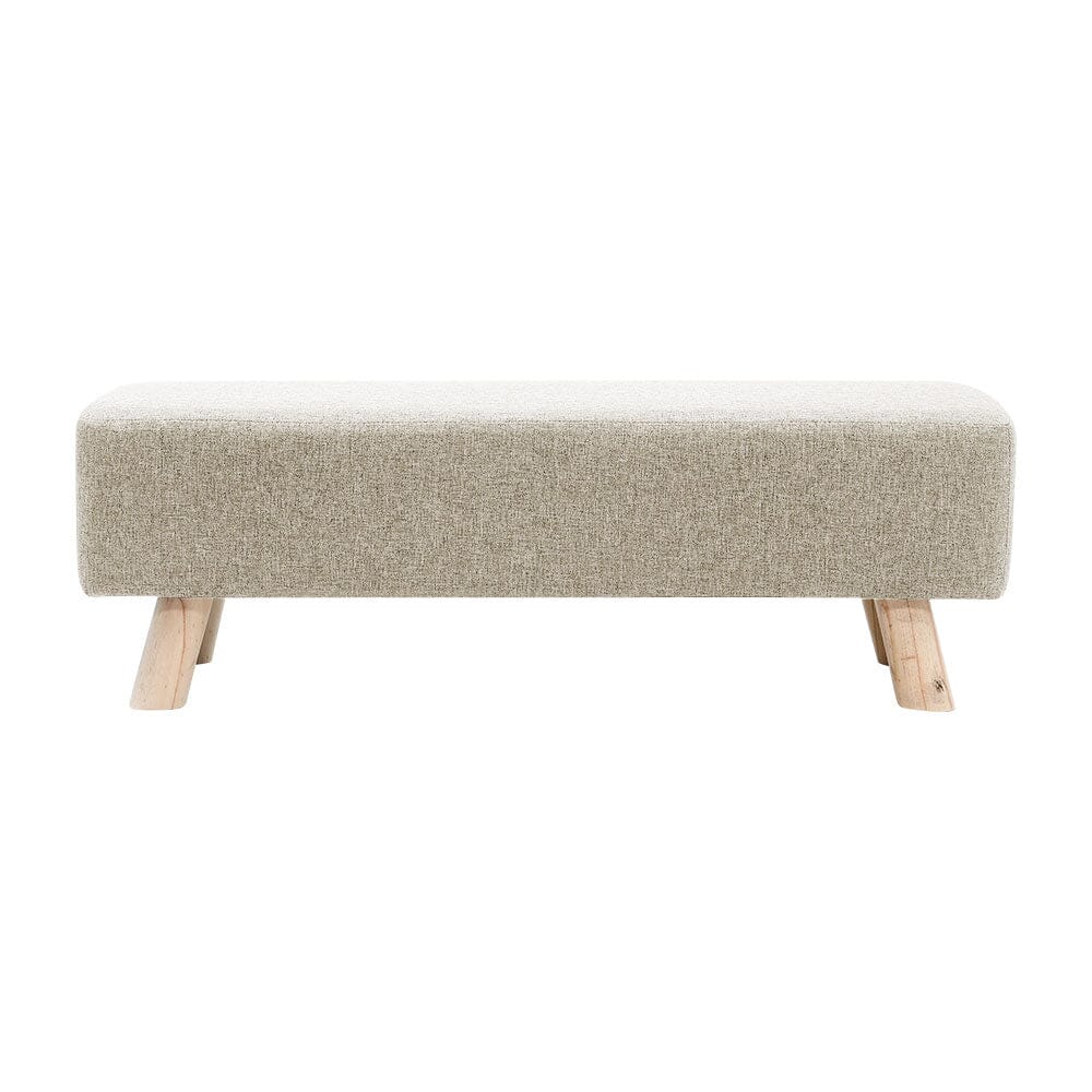 Scandinavian Style Rectangular Ottoman Bench Linen Fabric Beige Living and Home 