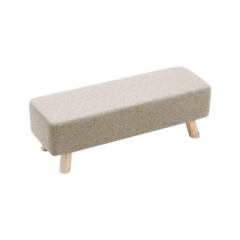 Scandinavian Style Rectangular Ottoman Bench Linen Fabric Beige Living and Home 