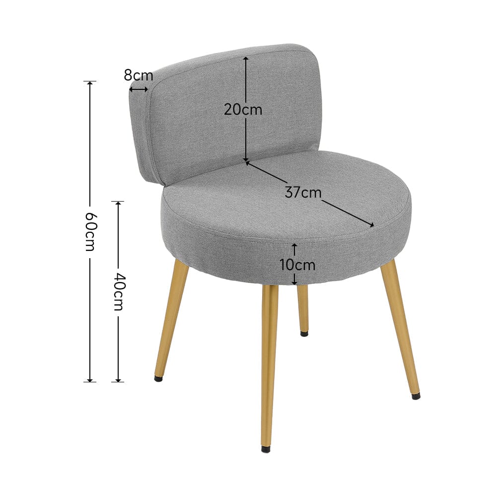 Linen Vanity Stool Chair with Metal Legs Cocktail Chairs Living and Home 