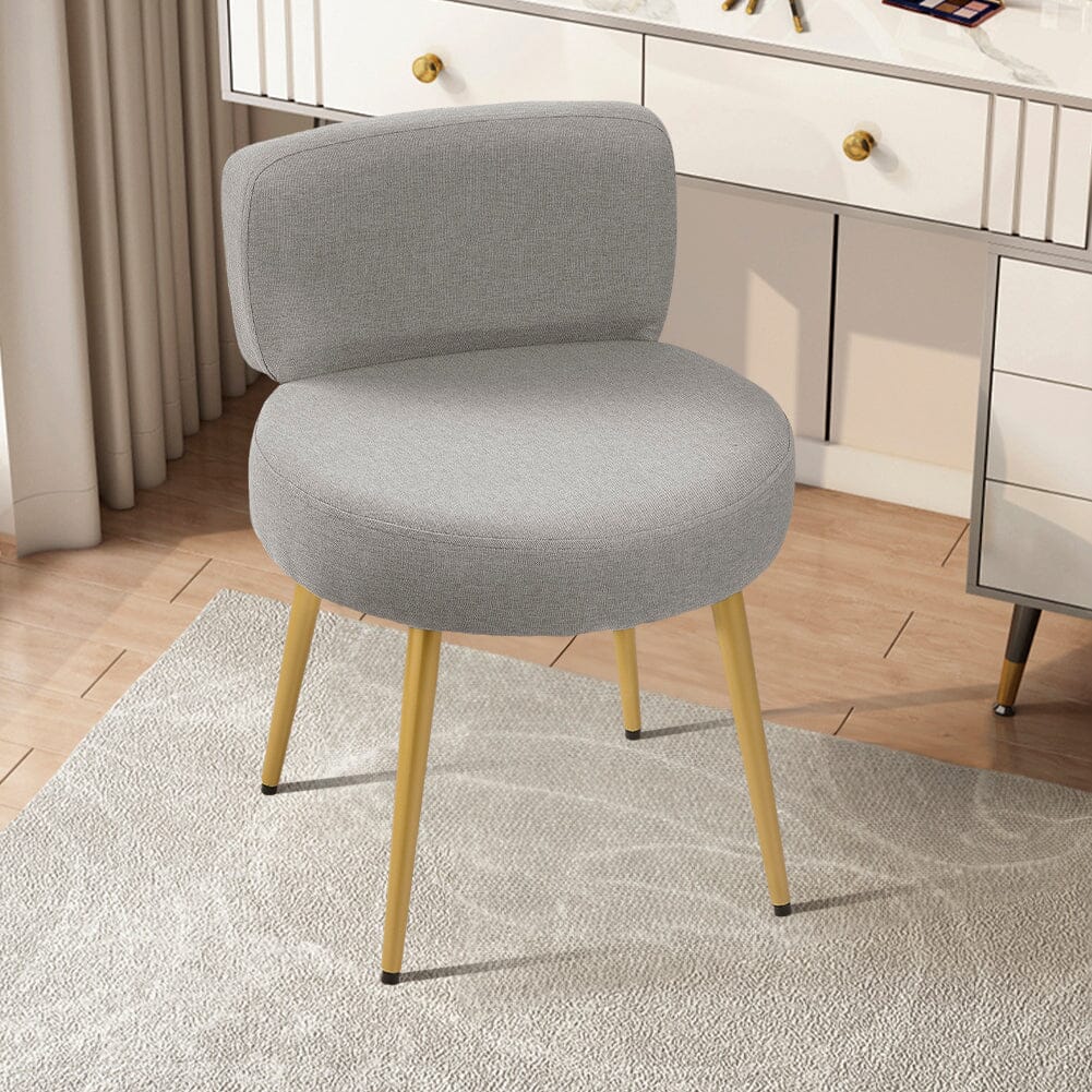 Linen Vanity Stool Chair with Metal Legs Cocktail Chairs Living and Home 