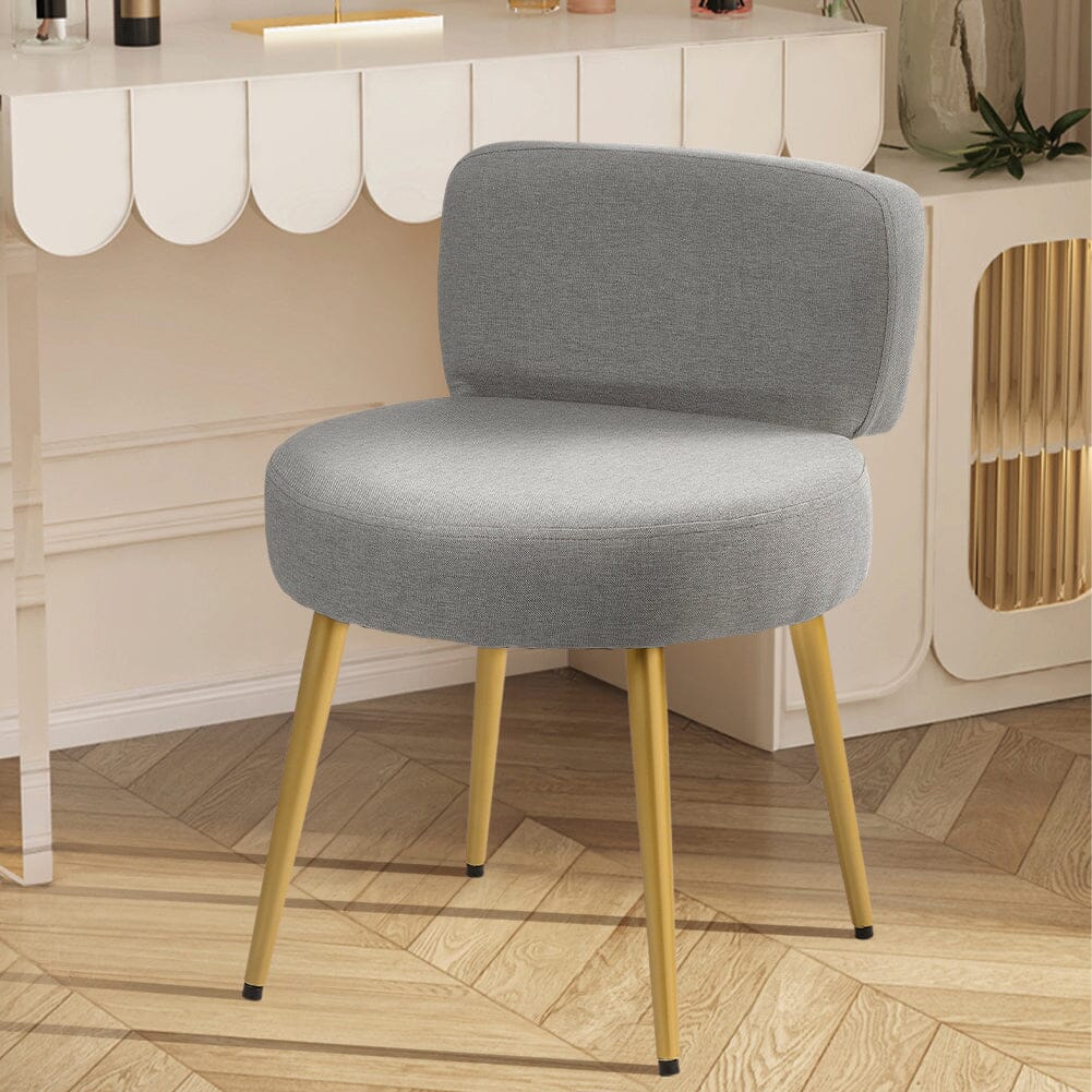 Linen Vanity Stool Chair with Metal Legs Cocktail Chairs Living and Home 2 Units 