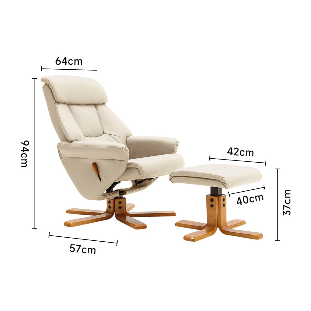 Swivel Faux Leather Lounge Recliner with Ottoman Home Office Chairs Living and Home 