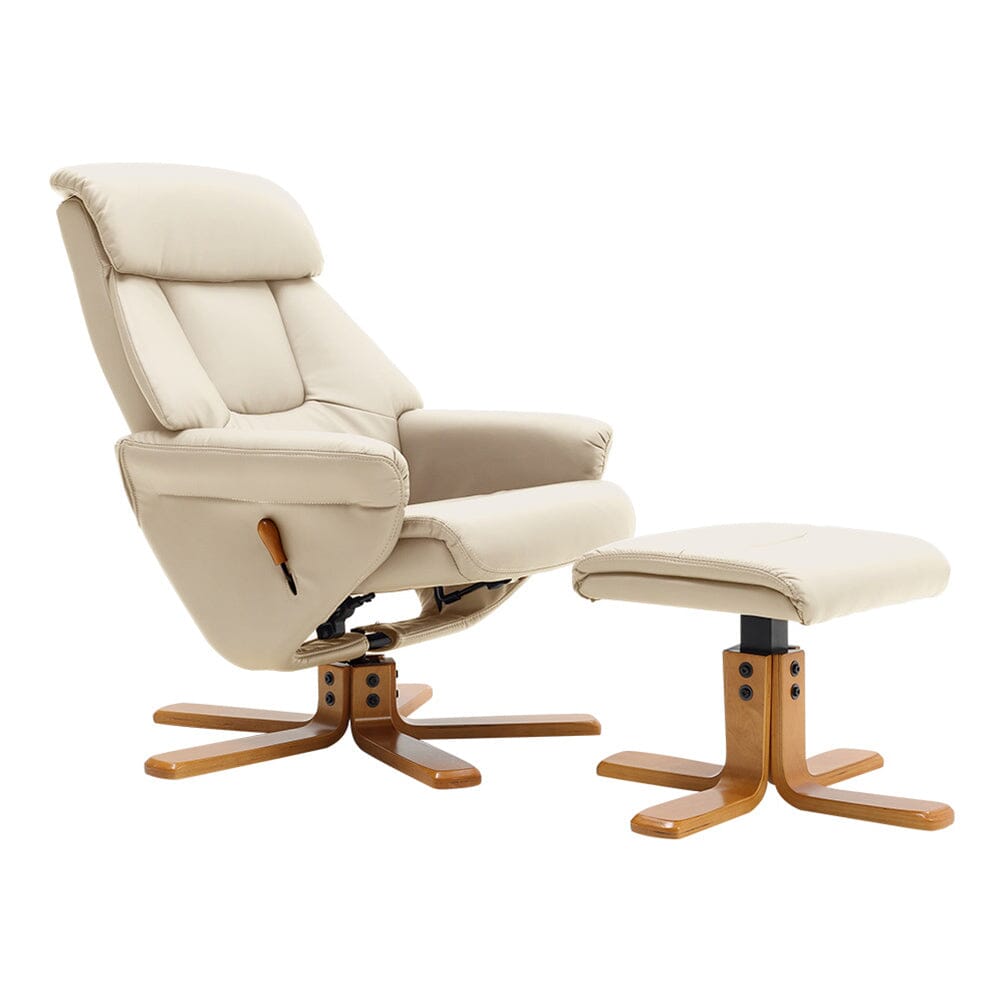 Swivel Faux Leather Lounge Recliner with Ottoman Home Office Chairs Living and Home 