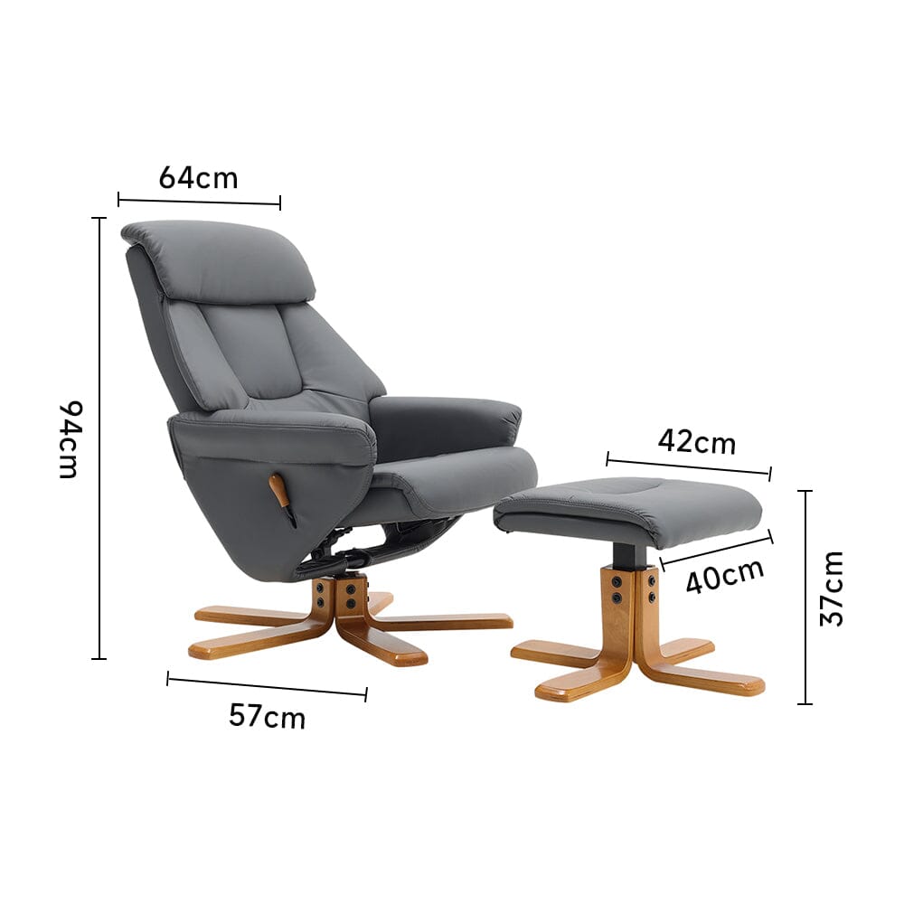 Swivel Faux Leather Lounge Recliner with Ottoman Home Office Chairs Living and Home 