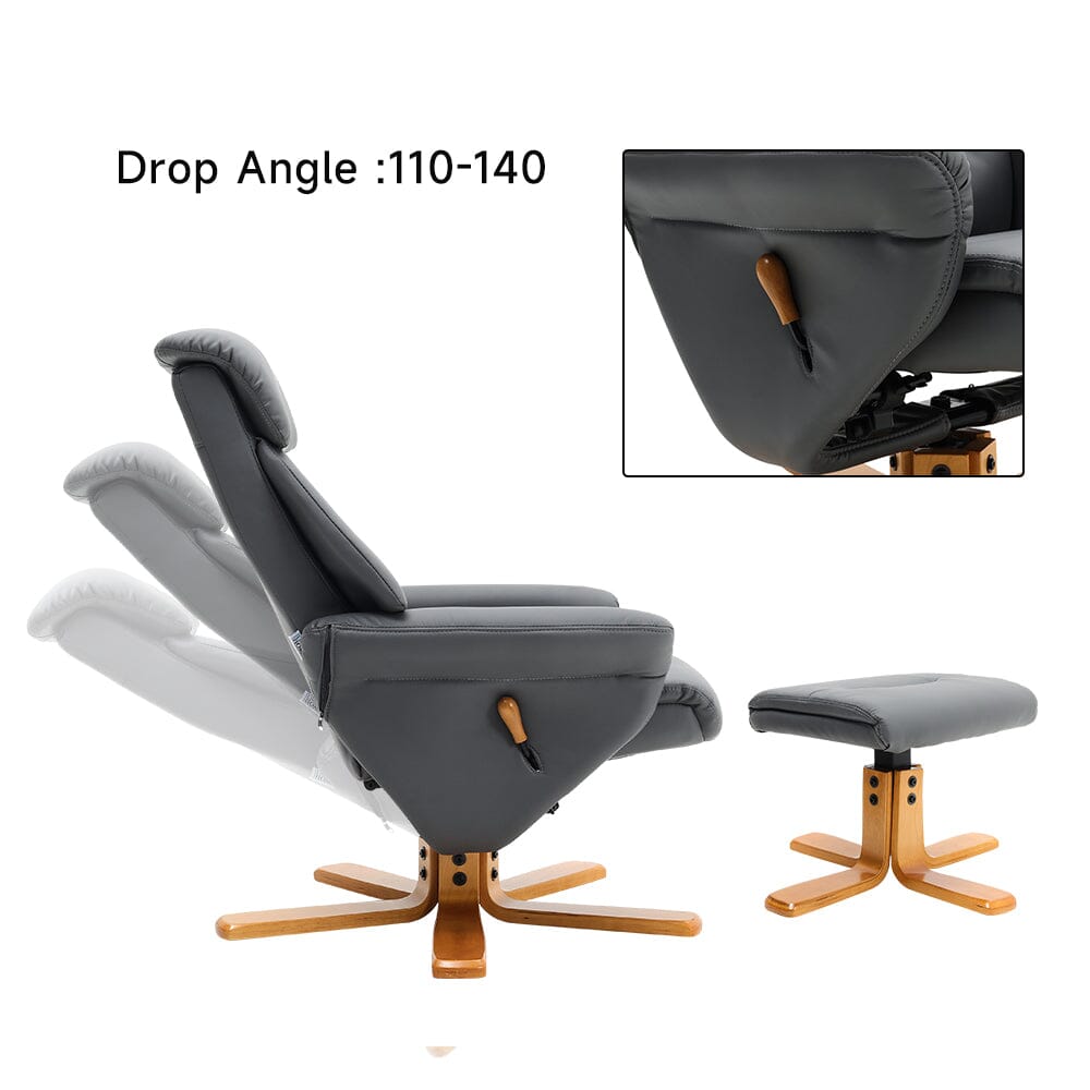 Swivel Faux Leather Lounge Recliner with Ottoman Home Office Chairs Living and Home 