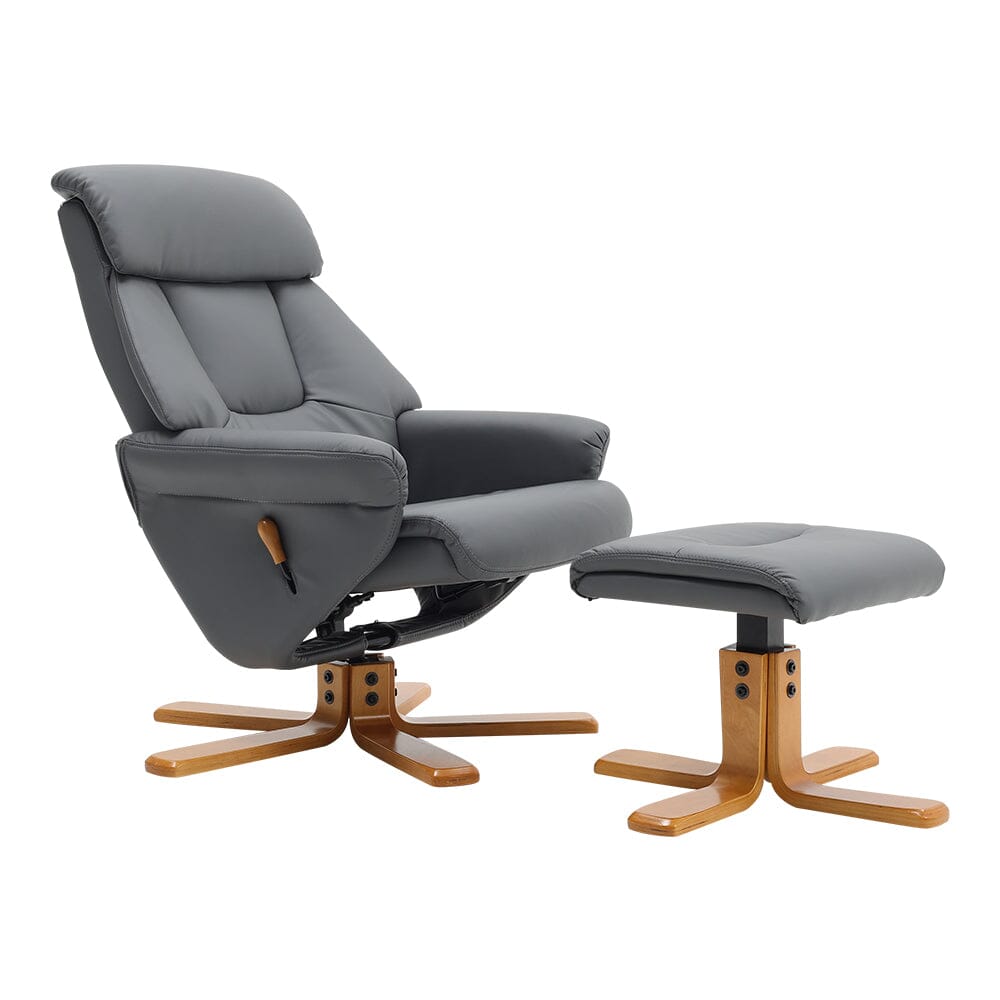 Swivel Faux Leather Lounge Recliner with Ottoman Home Office Chairs Living and Home 