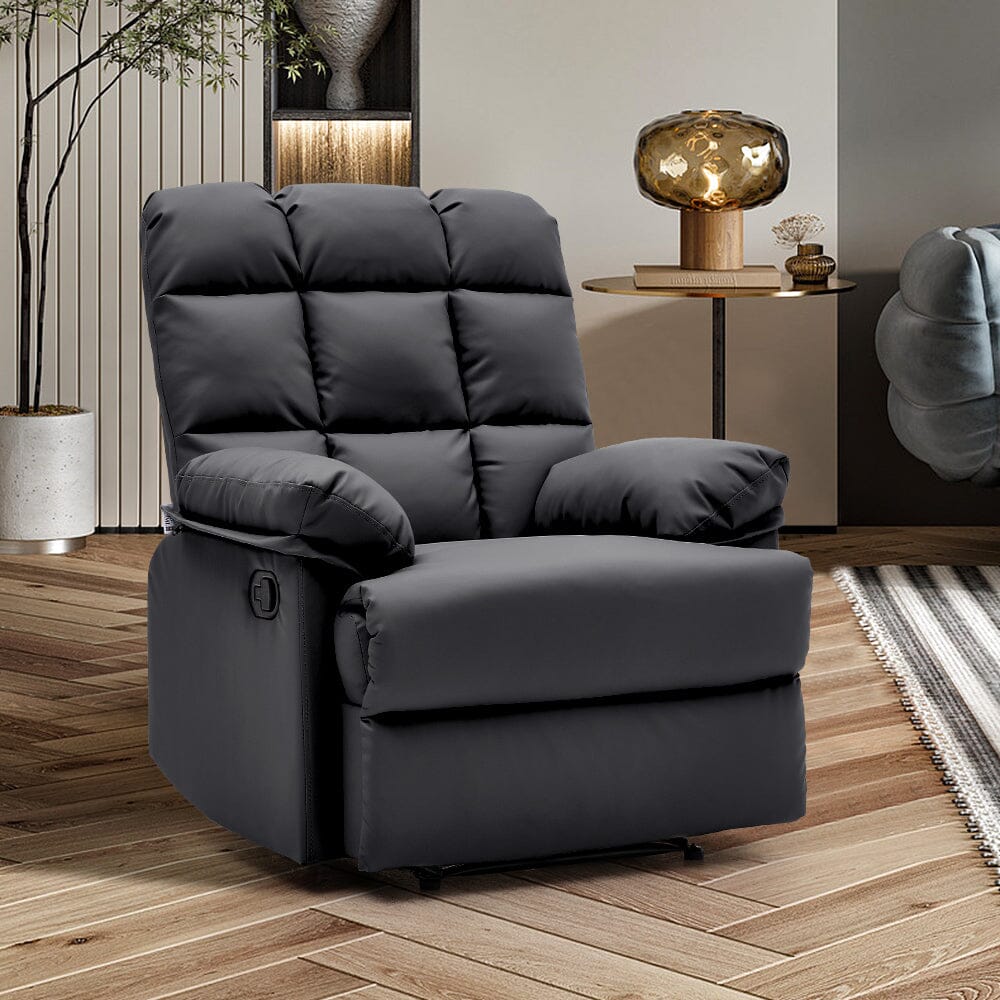 Faux Leather Upholstered Recliner Armchair Armchair Living and Home Black Polyurethane (PU) 
