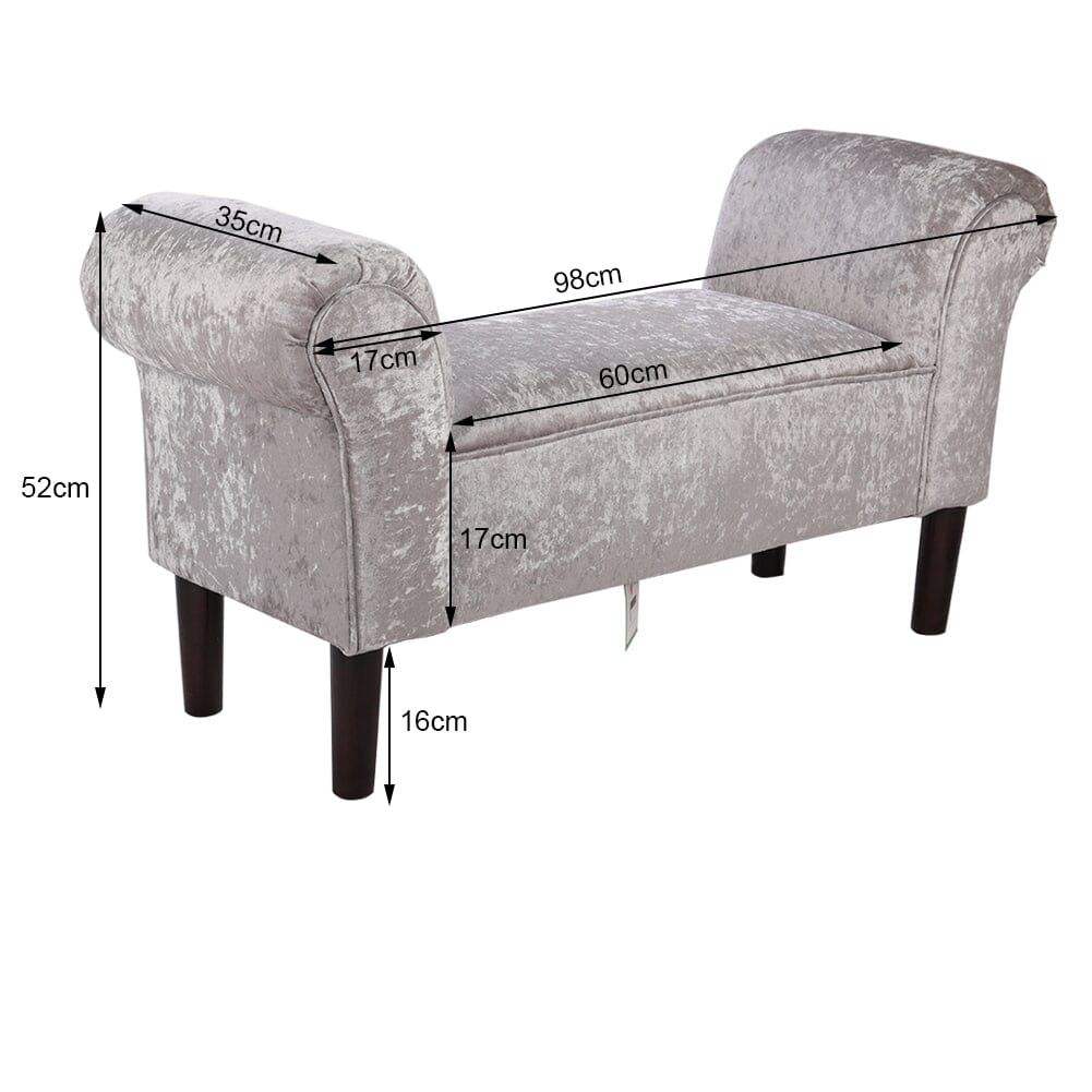 Tufted Velvet Buttoned Bench with Raised Arms Benches Living and Home 
