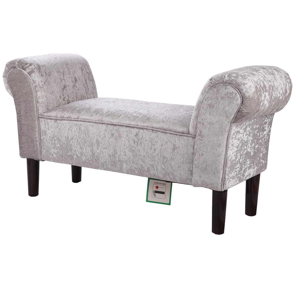 Tufted Velvet Buttoned Bench with Raised Arms Benches Living and Home 