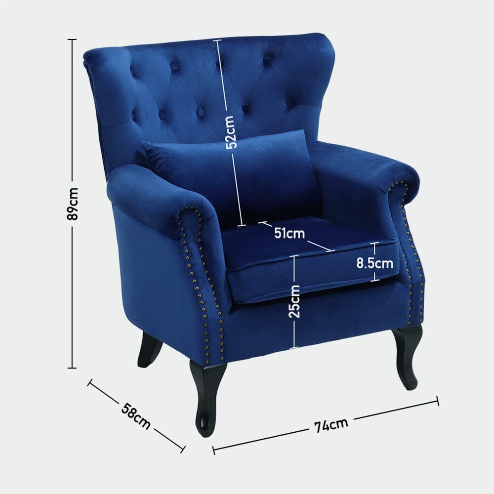 Luxurious Button Armchair with Toss Pillow Armchair Living and Home 