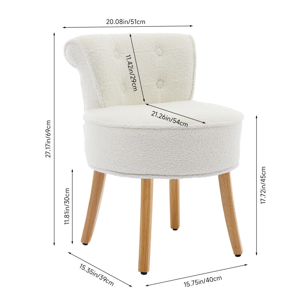 Teddy Fabric Vanity Stool with Button-Tufted High Backrest Living and Home 