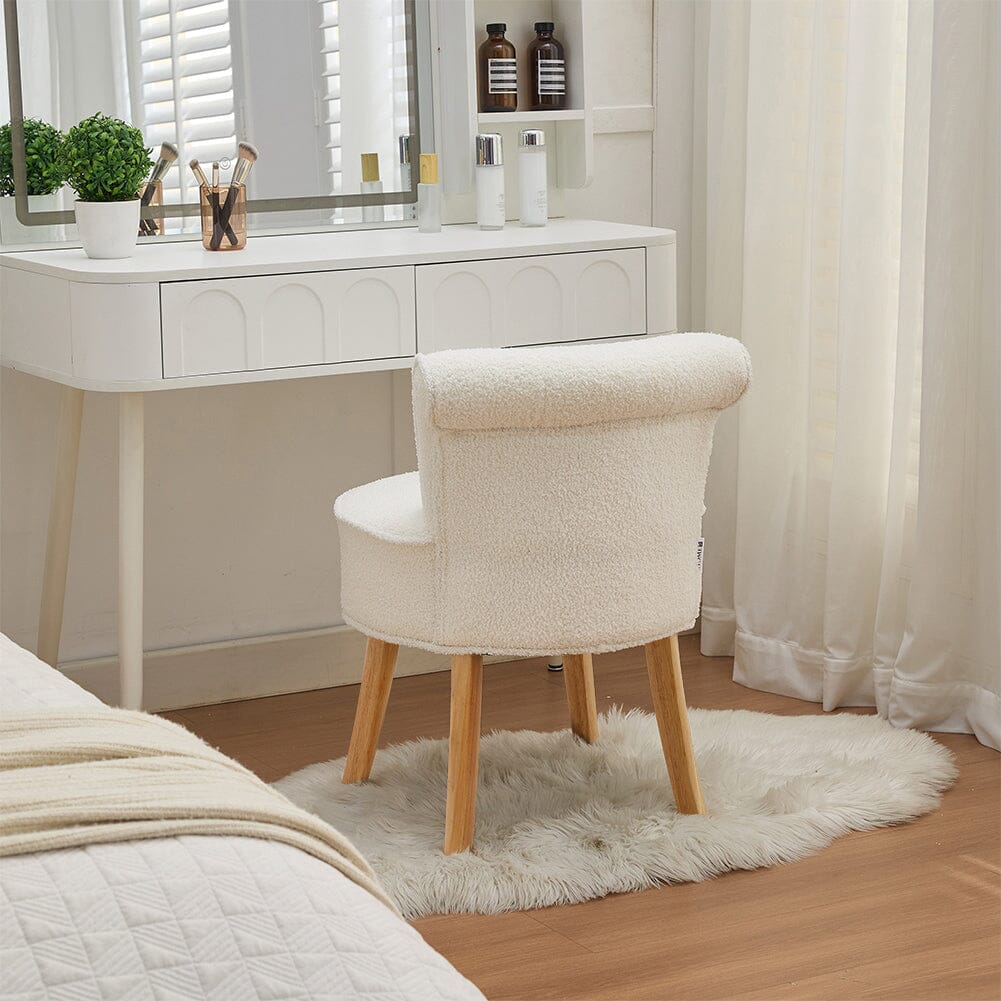 Teddy Fabric Vanity Stool with Button-Tufted High Backrest Living and Home 