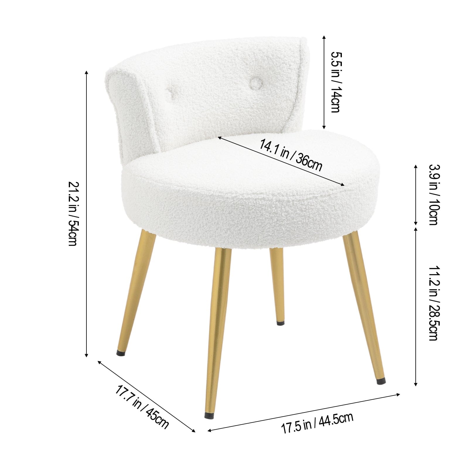 Teddy Fabric Vanity Stool with Metal Legs Living and Home 