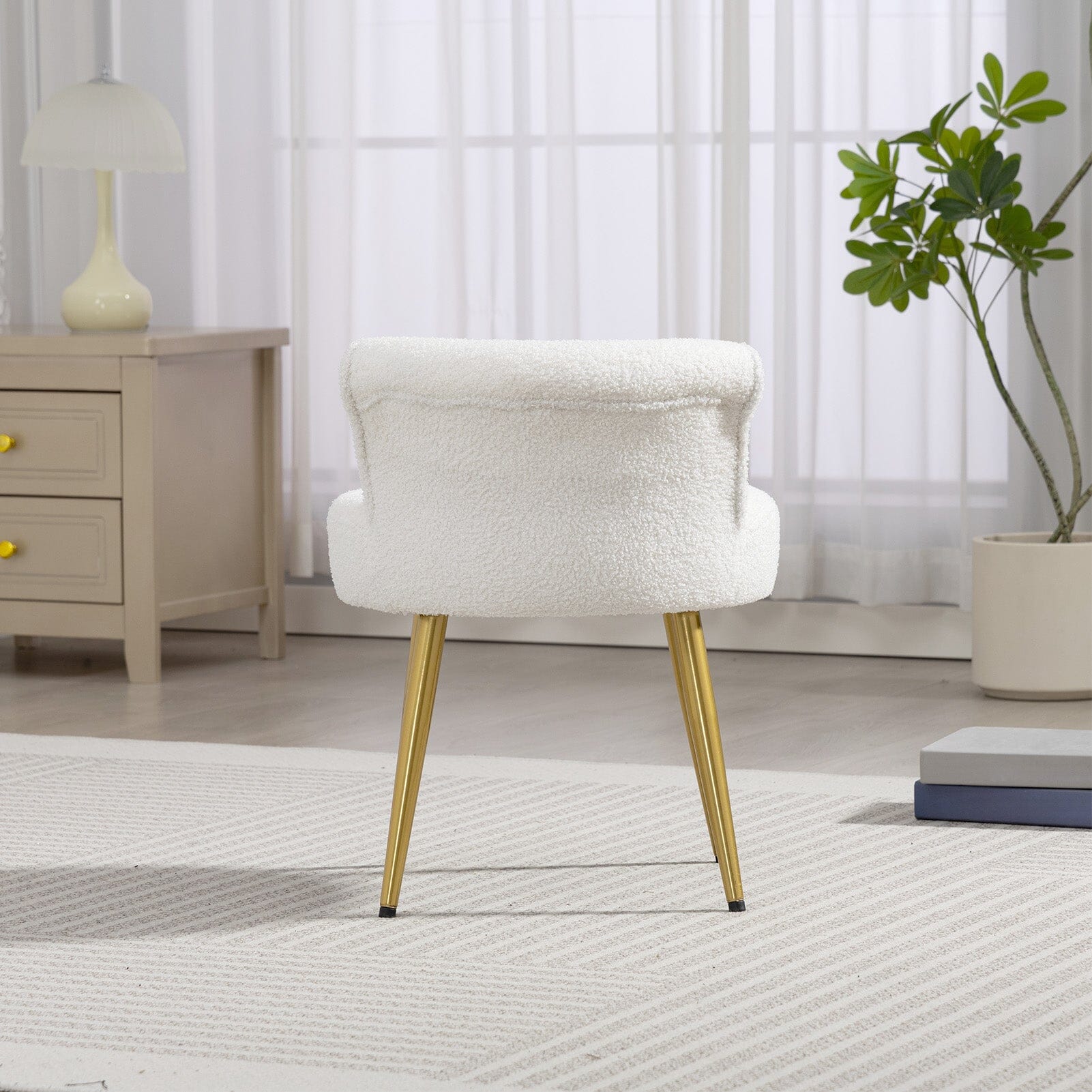Teddy Fabric Vanity Stool with Metal Legs Living and Home 