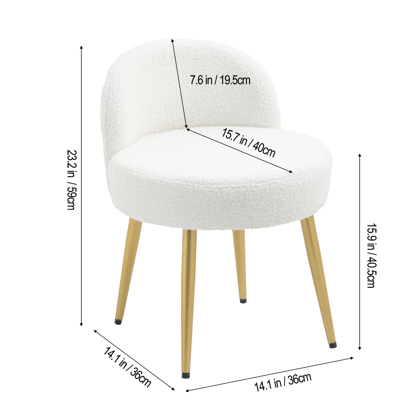 Teddy Fabric Vanity Stool with Metal Legs Living and Home 