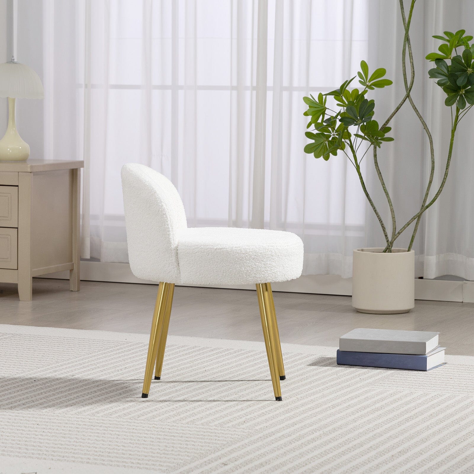 Teddy Fabric Vanity Stool with Metal Legs Living and Home 