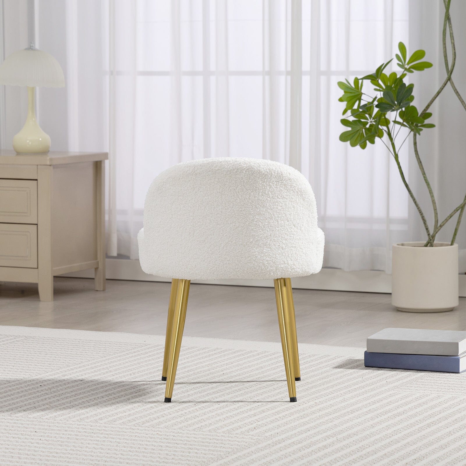 Teddy Fabric Vanity Stool with Metal Legs Living and Home 