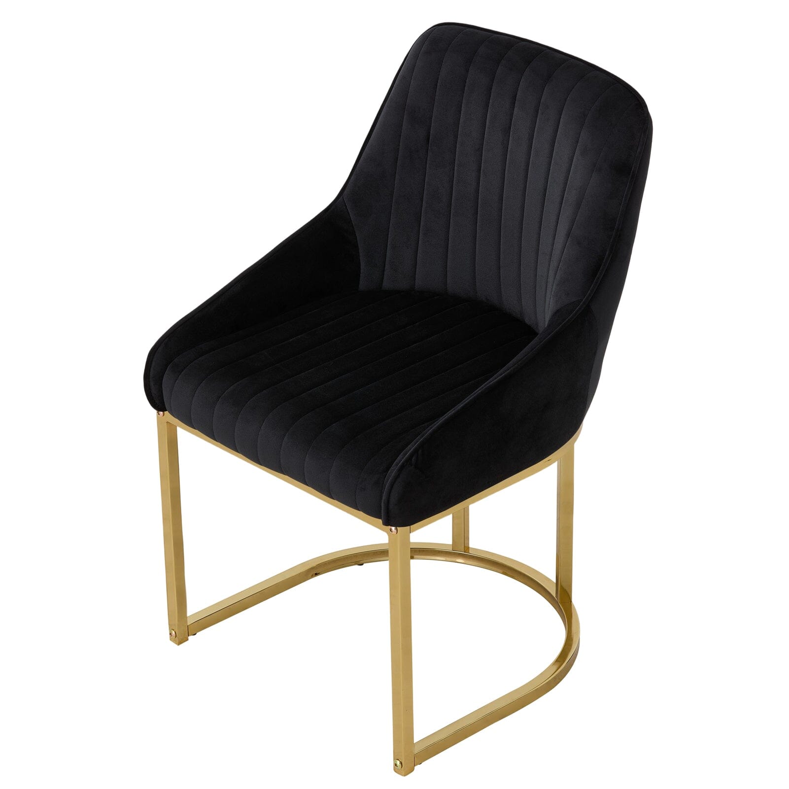 Velvet Dining Chair Gold Leg Pair Seating Living and Home black 