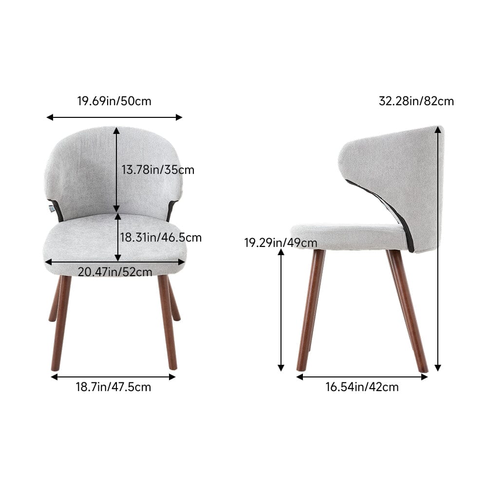 Chenille Dining Chair Curved Back Wooden Leg Pair Living and Home 